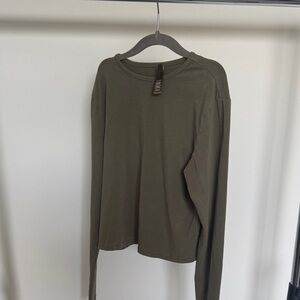 Skims Olive Green Long Sleeve Crewneck Top Size M
